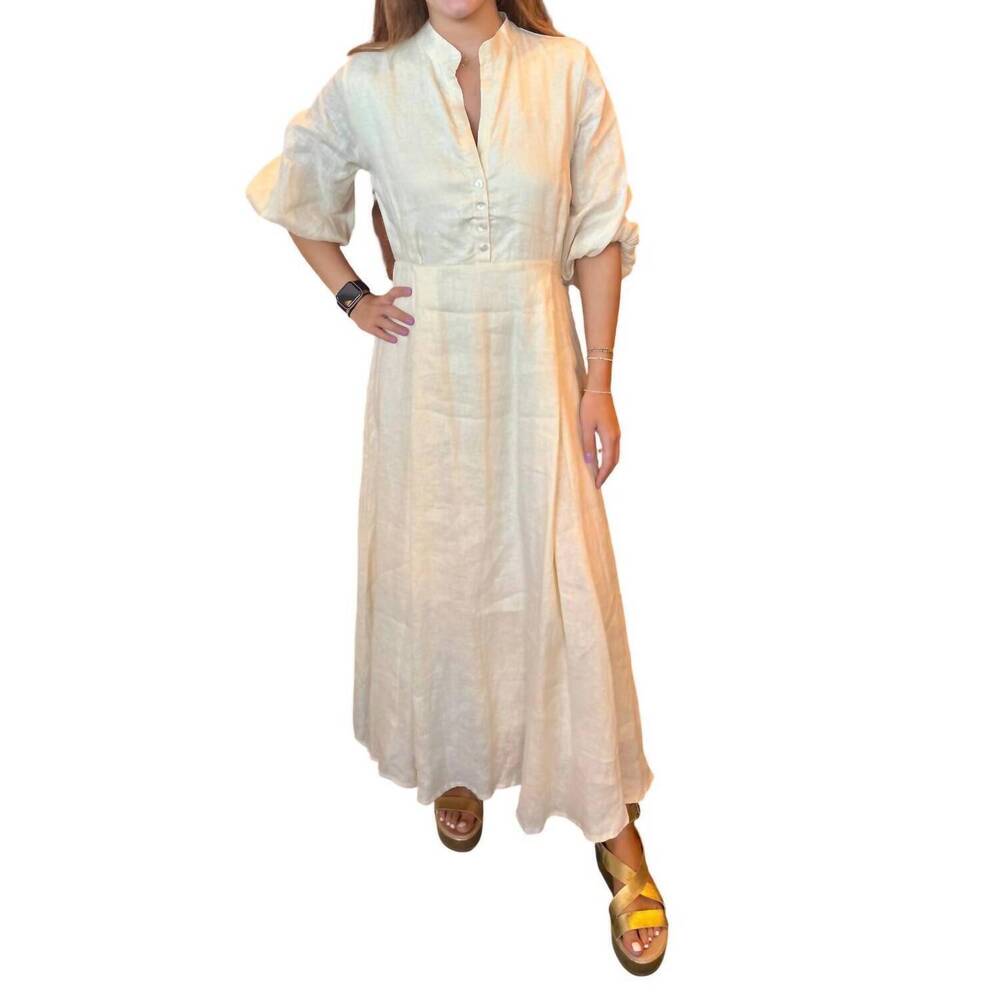 NEW LUSANA kenny linen maxi dress in ivory